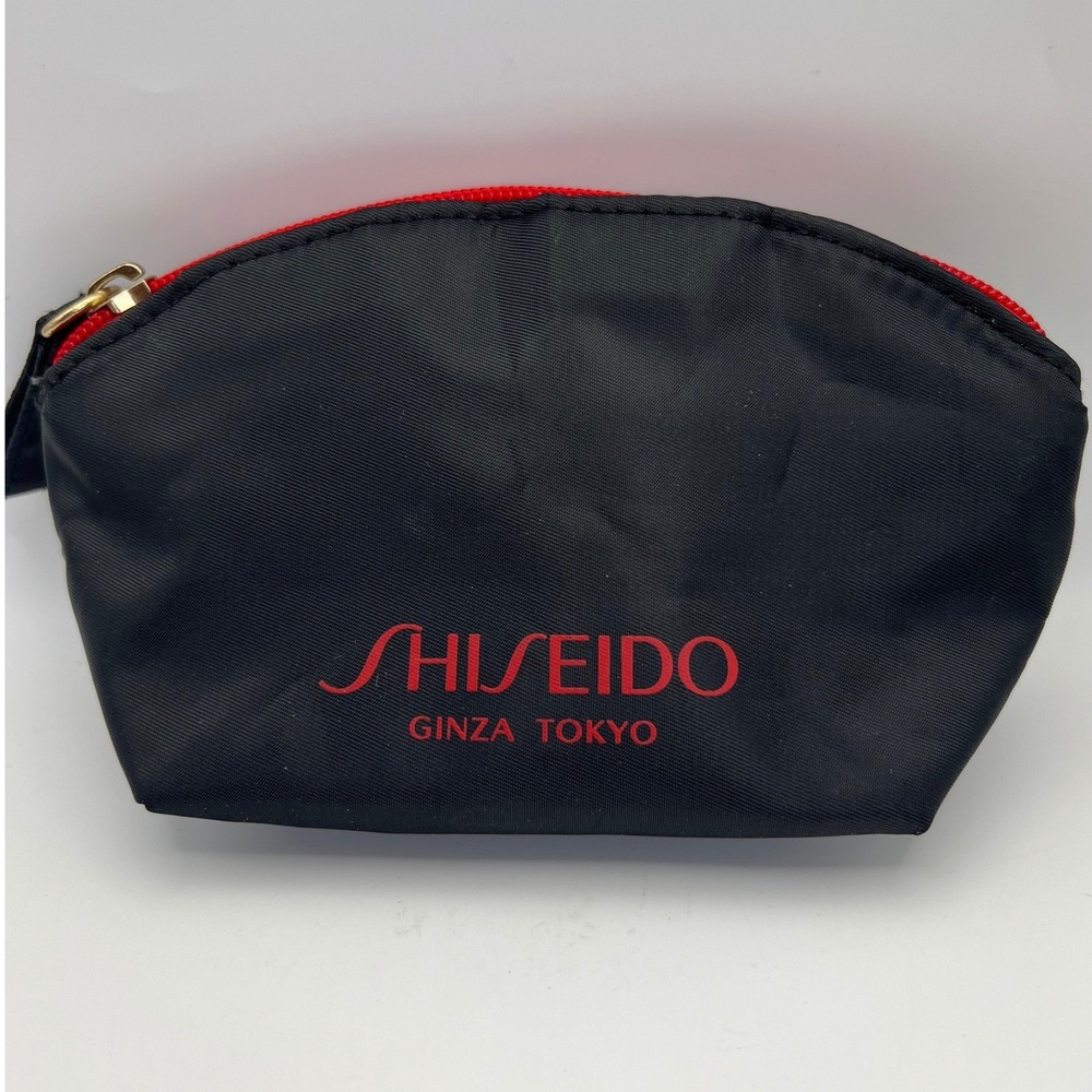Shiseido Ginza Tokyo Make up Cosmetic Bag 7" black red